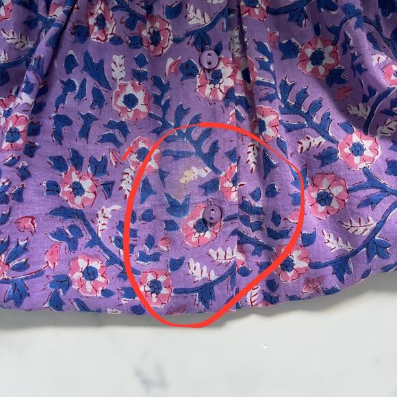 Emerson Fry Emmaline Blouse Violet Wildflowers Cotton Peasant Prairie Top Size S - Picture 13 of 13